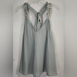Rebecca Taylor Silk Tank Top Sea Blue Embellished Size 4